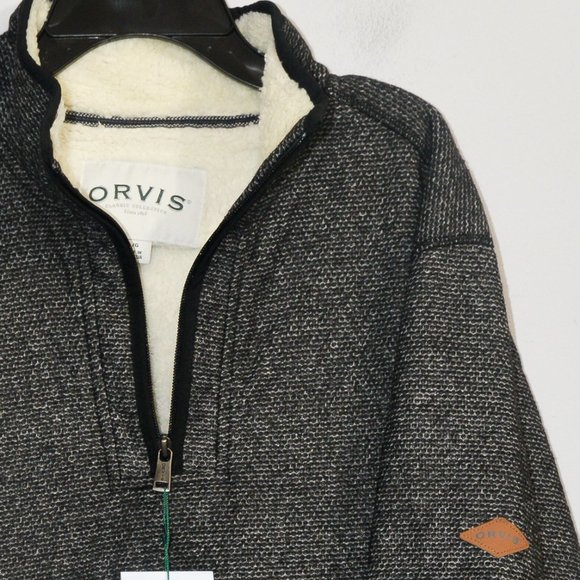 GREY/BLACK  NWT Orvis 1/4 zip Men’s Fleece Lined Pullover - Picture 3 of 8